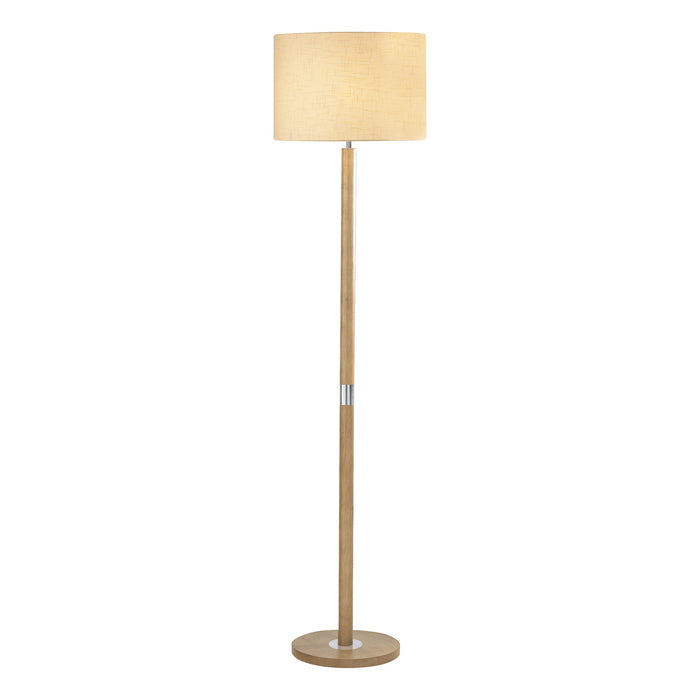 Dar Lighting Avenue Floor Lamp Light Wood Polished Chrome With Shade • AVE4943