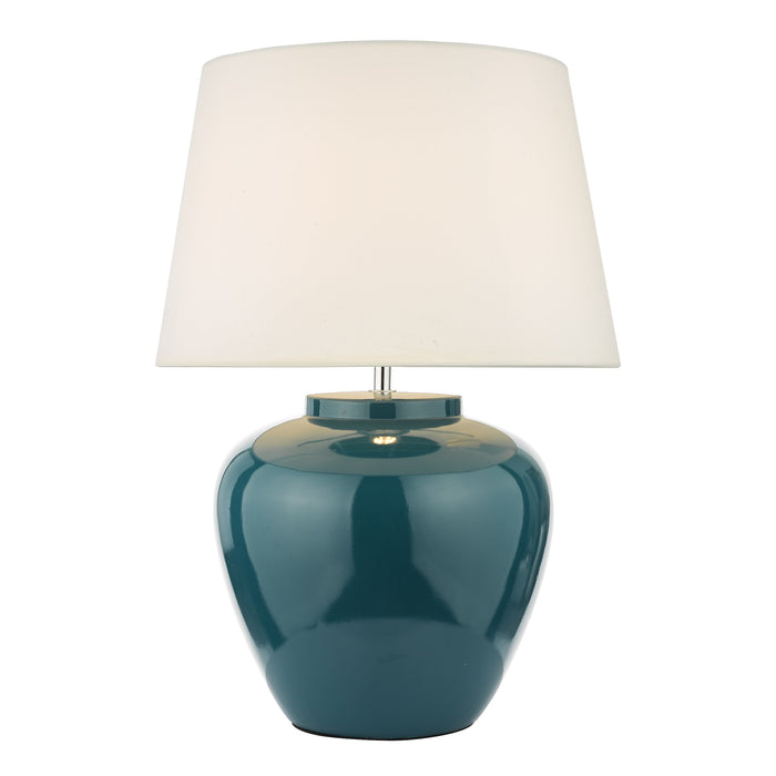 Dar Lighting Ayla Table Lamp Blue Ceramic With Shade • AYL4223-CEZ162