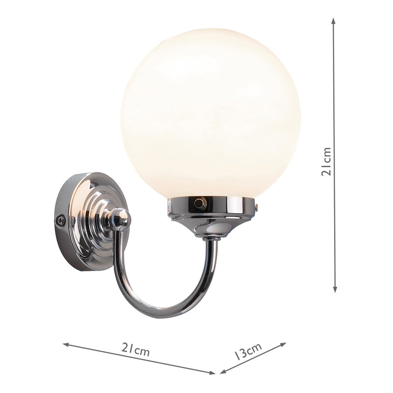 Dar Lighting Barclay Bathroom Wall Light Polished Chrome Opal Glass IP44 • BAR0750