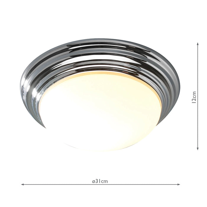 Dar Lighting Barclay Small Bathroom Flush Polished Chrome Opal Glass IP44 • BAR5250