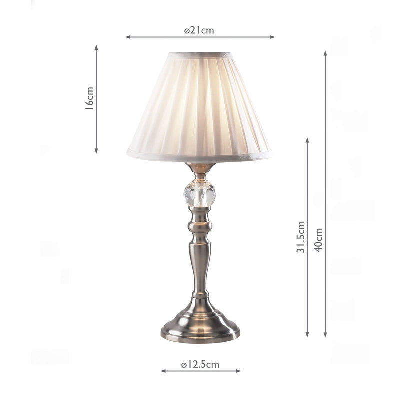 Dar Lighting Beau Touch Table Lamp Satin Chrome With Shade • BEA4046