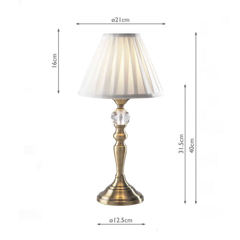 Dar Lighting Beau Touch Table Lamp Antique Brass With Shade • BEA4075