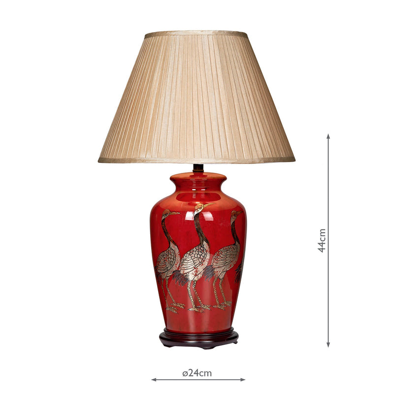 Dar Lighting Bertha Table Lamp Red With Bird Detail Base Only • BER4225