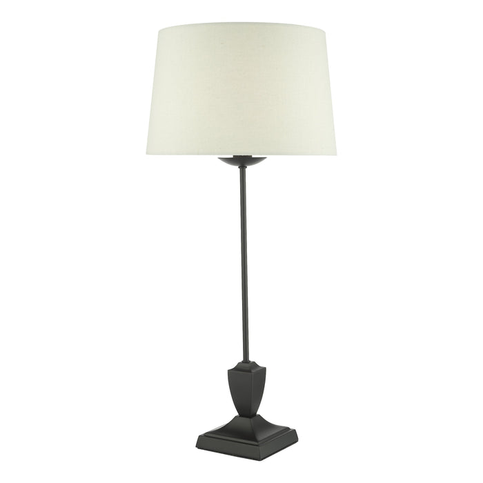 Dar Lighting Bessa Table Lamp Satin Black With Shade • BES4122-GRI1239