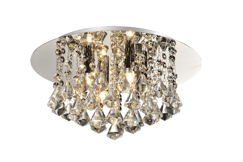 Regal Lighting Pushtigo 4 Light Crystal Flush, Chrome • SLB1004
