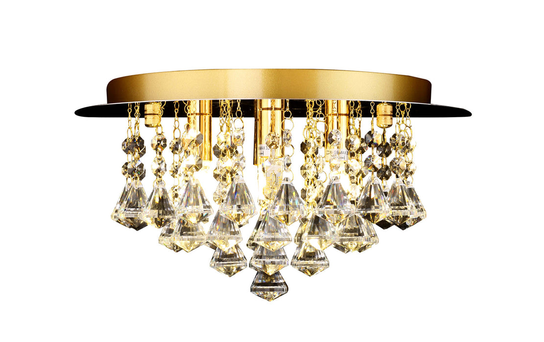 Regal Lighting Pushtigo 4 Light Crystal Flush, Gold • SLB1005