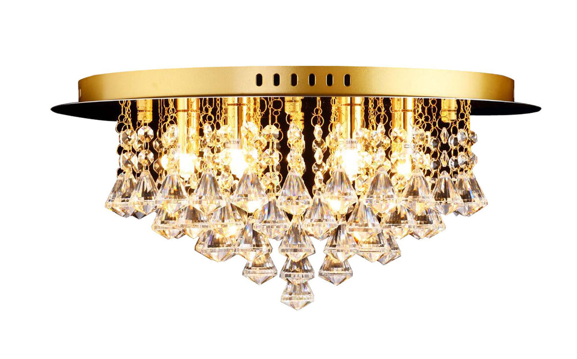 Regal Lighting Pushtigo 6 Light Crystal Flush, Gold • SLB1007