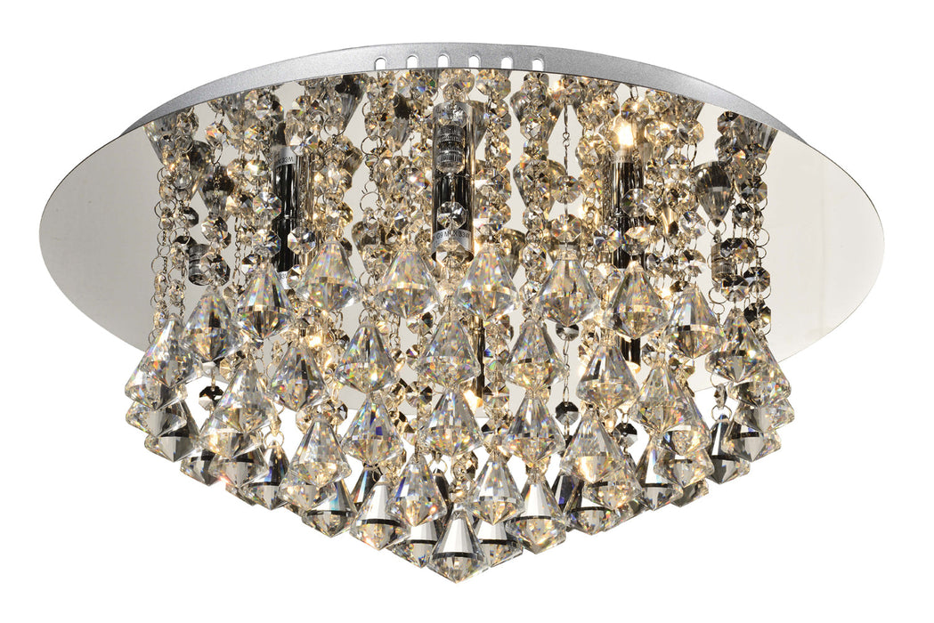 Regal Lighting Pushtigo 6 Light Crystal Flush, Chrome • SLB1006