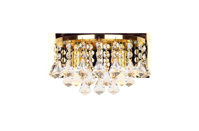 Regal Lighting Pushtigo 2 Light Crystal Wall Light, Gold • SLB1009