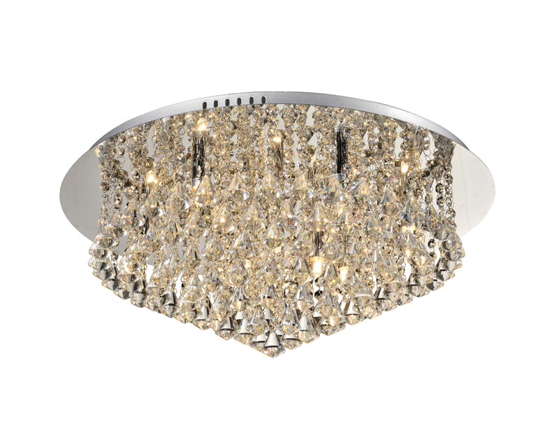 Regal Lighting Pushtigo 9 Light Crystal Flush, Chrome • SLB1010