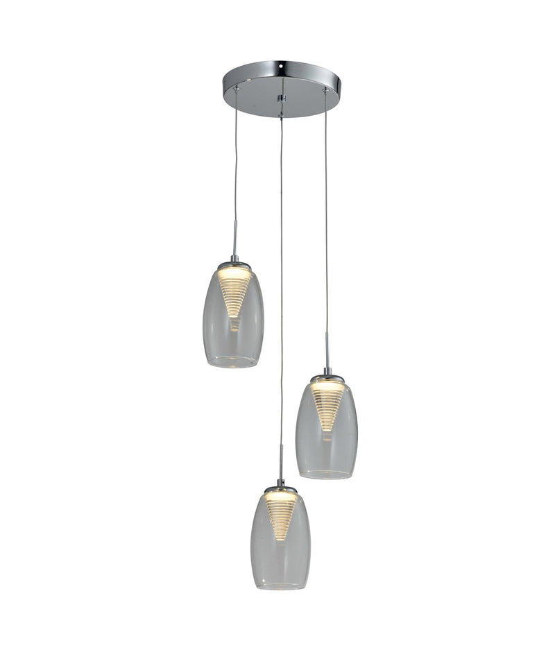 Regal Lighting Janesville 3 Light LED Round Pendant, Clear • SLB1080
