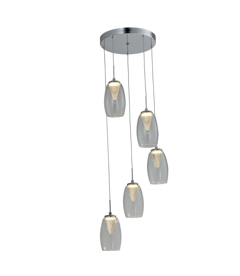 Regal Lighting Janesville 5 Light LED Round Pendant, Clear • SLB1082