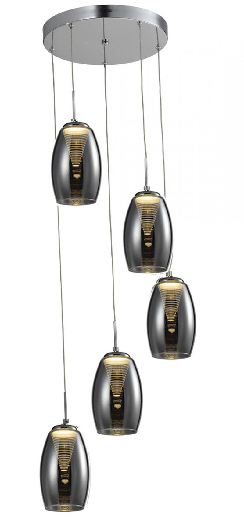 Regal Lighting Janesville 5 Light LED Round Pendant, Smoked • SLB1083