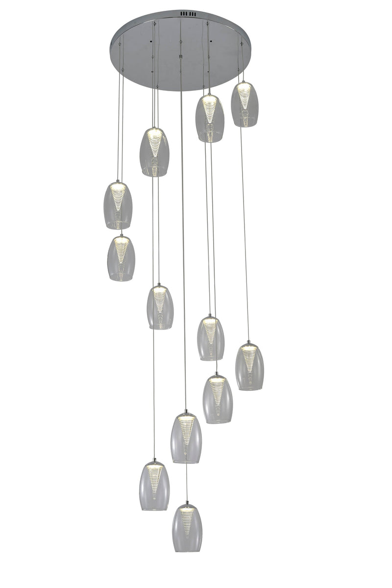 Regal Lighting Janesville 12 Light LED Round Pendant, Clear • SLB1090