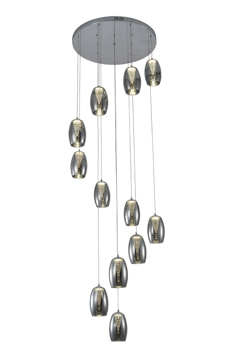 Regal Lighting Janesville 12 Light LED Round Pendant, Smoked • SLB1091