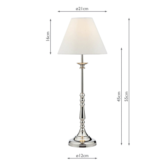 Dar Lighting Blenheim Table Lamp Polished Nickel With Shade • BLE4138