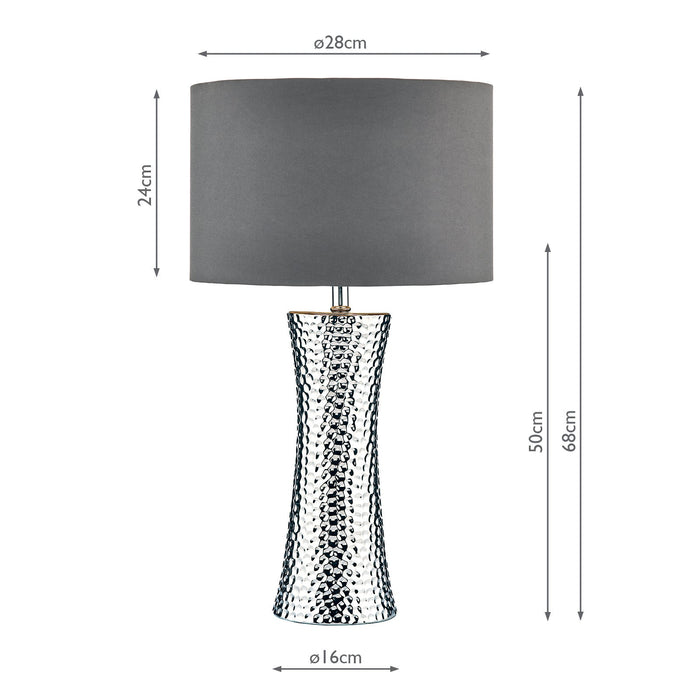 Dar Lighting Bokara Table Lamp Silver With Shade • BOK4232-X