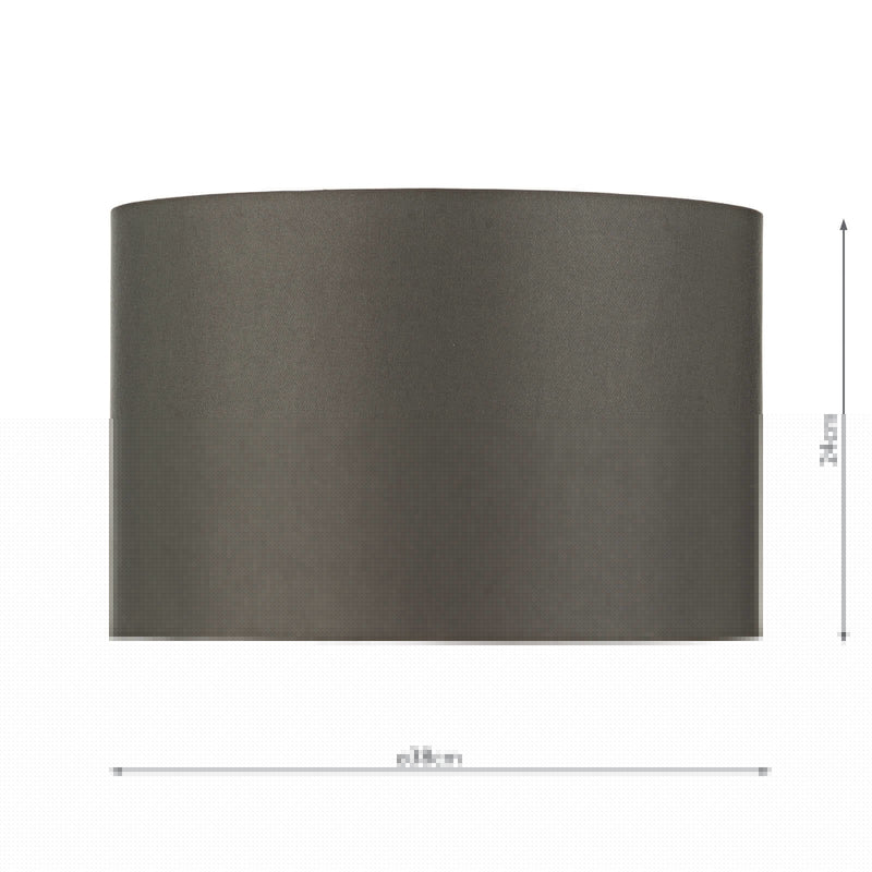 Dar Lighting Bokara Grey Faux Silk Satin Drum Shade 38cm • BOK4232RS-X