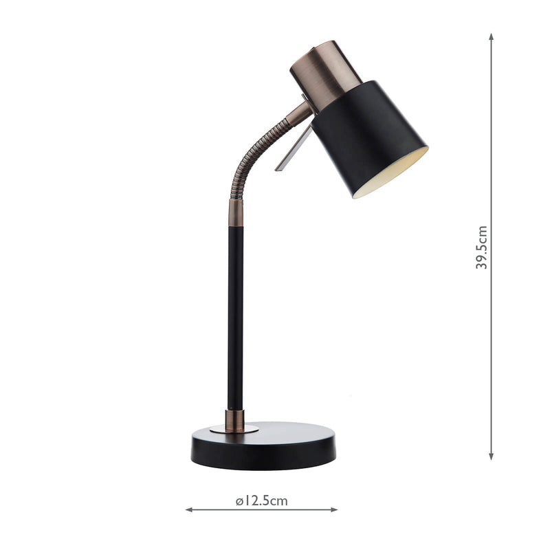 Dar Lighting Bond Task Table Lamp Black Copper • BON4254