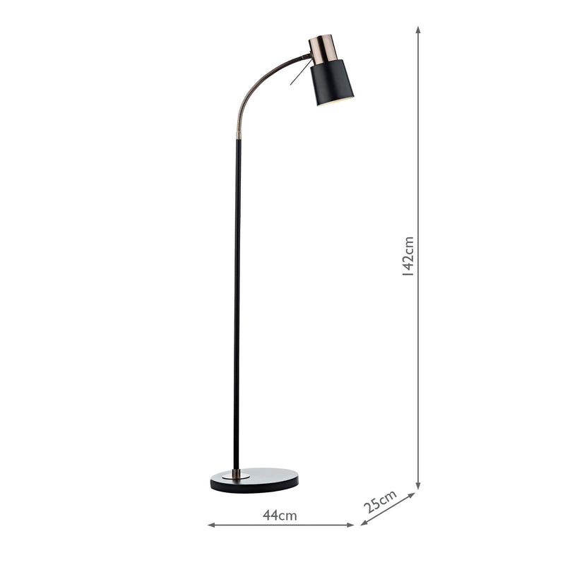 Dar Lighting Bond Task Floor Lamp Black Copper • BON4954