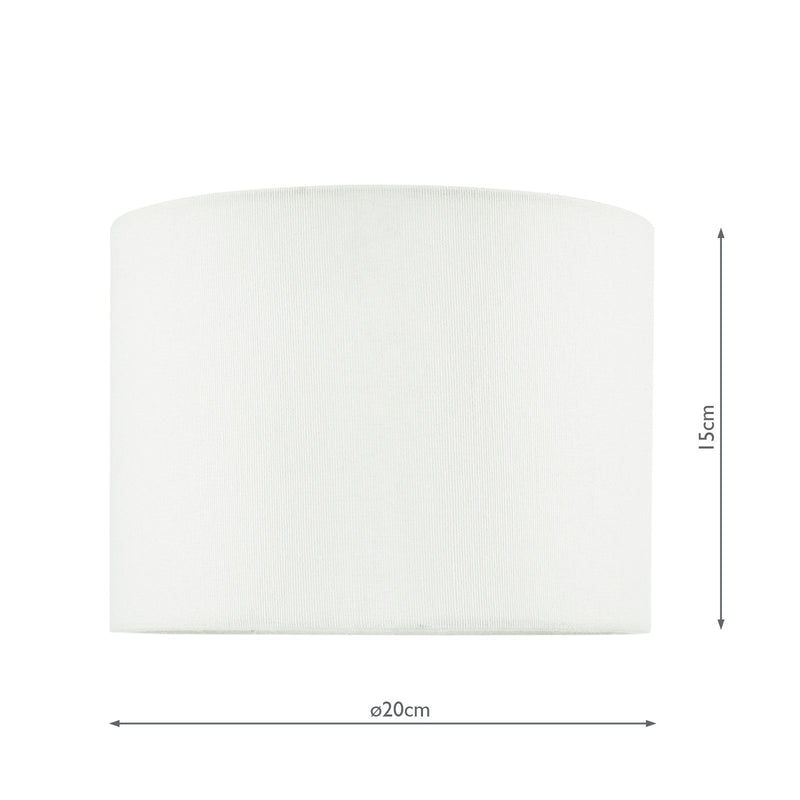 Dar Lighting Boris White Cotton Drum Shade 20cm • BOR0802