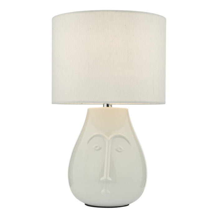 Dar Lighting Boris Table Lamp White Ceramic With Shade • BOR4102