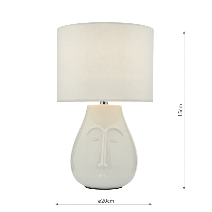 Dar Lighting Boris Table Lamp White Ceramic With Shade • BOR4102