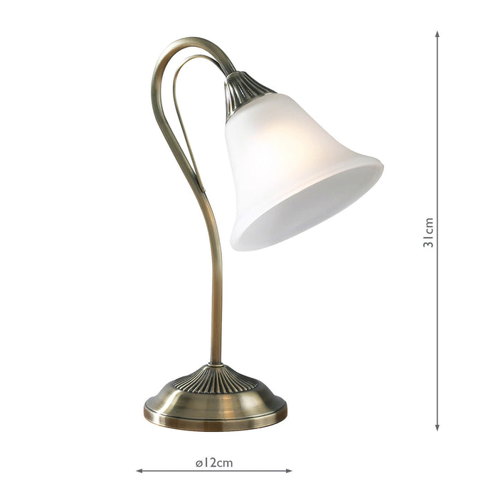 Dar Lighting Boston Table Lamp Antique Brass Opaque Glass • BOS40