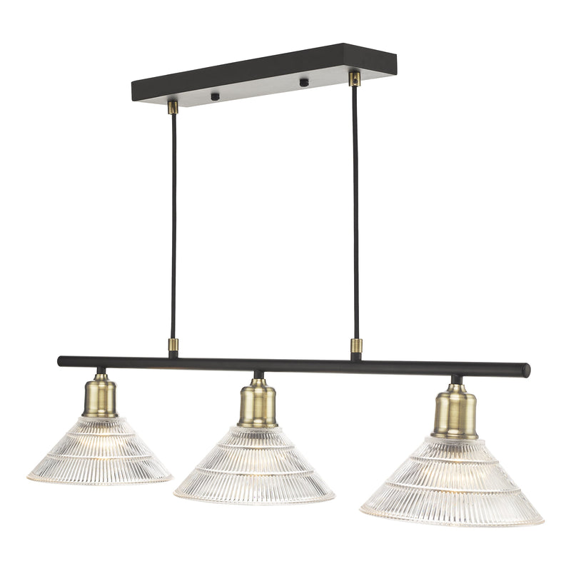 Dar Lighting Boyd 3 Light Bar Antique Brass with Glass Shade • BOY0375