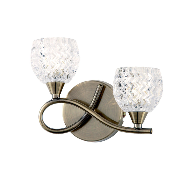 Endon Lighting BOYER-2WBAB-L Boyer 2 Light Antique Brass Left Handed Wall Light