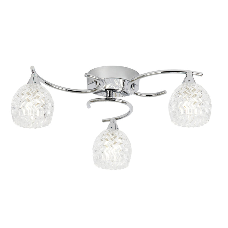 Endon Lighting BOYER-3CH Boyer 3 Light Chrome Semi-Flush Ceiling Light