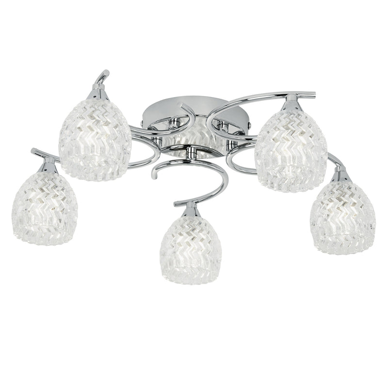 Endon Lighting BOYER-5CH Boyer 5 Light Chrome Semi-Flush Ceiling Light