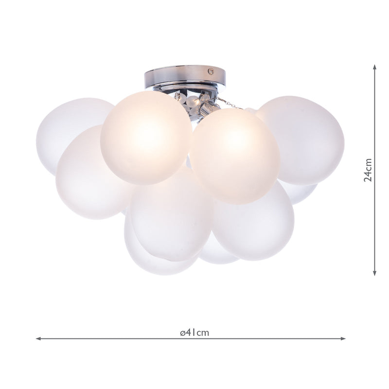 Dar Lighting Bubbles 4 Light Flush Polished Chrome Frosted Glass • BUB5202
