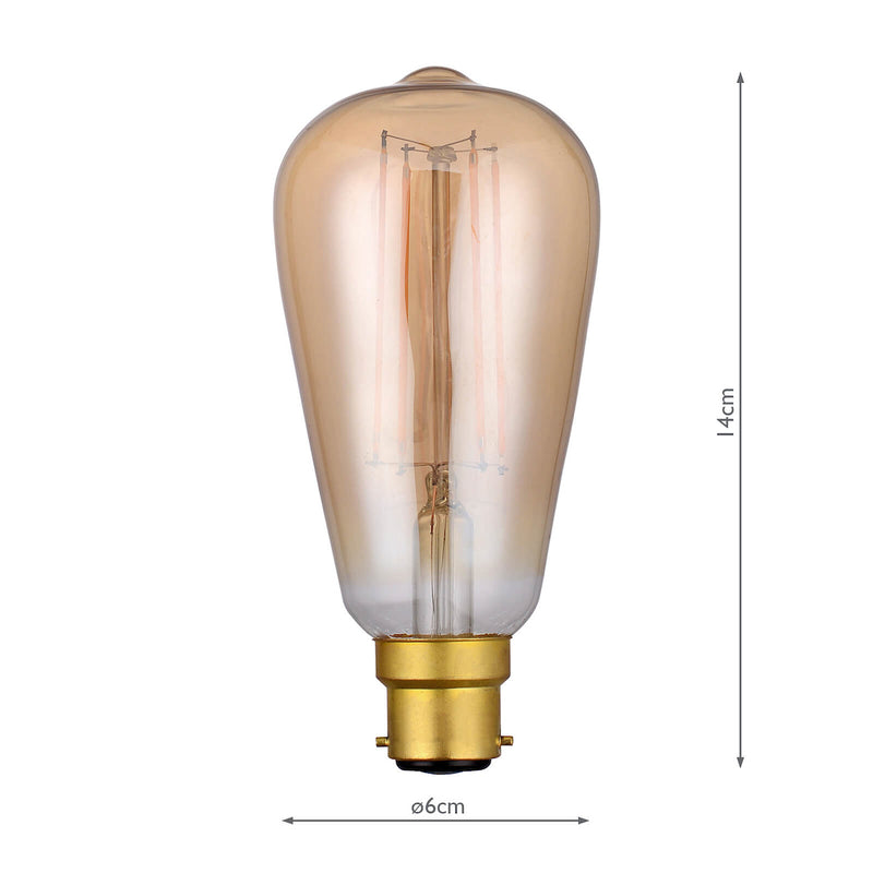 Dar Lighting BUL-B22-LEDV-1 Rustic Vintage LED 4w 300 Lumens Dimmable Gold (Pack Of 5)