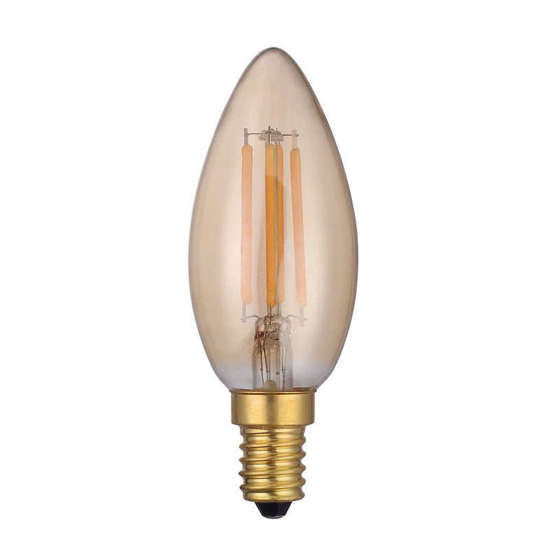 Dar Lighting BUL-E14-LEDV-1 Vintage Candle LED 4w 250 Lumens Dimmable Gold (Pack Of 5)