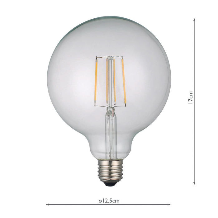 Dar Lighting BUL-E27-LED-20 Large Globe LED 6w 806 Lumens Dimmable Clear (Pack Of 5)