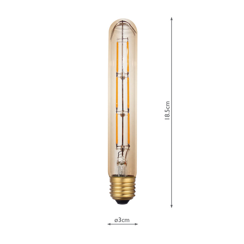 Dar Lighting BUL-E27-LEDV-6 Medium Vintage Tube LED 6w 380 Lumens Dimmable Gold (Pack Of 5)