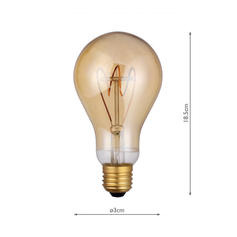Dar Lighting BUL-E27-LEDV-7 Large GLS Vintage LED 4w 160 Lumens Dimmable Gold (Pack Of 5)