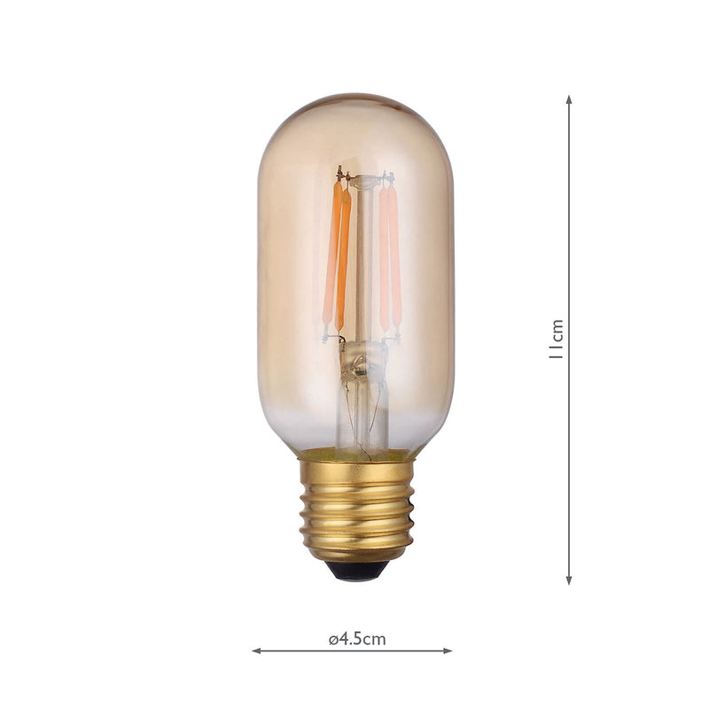 Dar Lighting BUL-E27-LEDV-8 Vintage Valve LED 4w 250 Lumens Dimmable Gold (Pack Of 5)