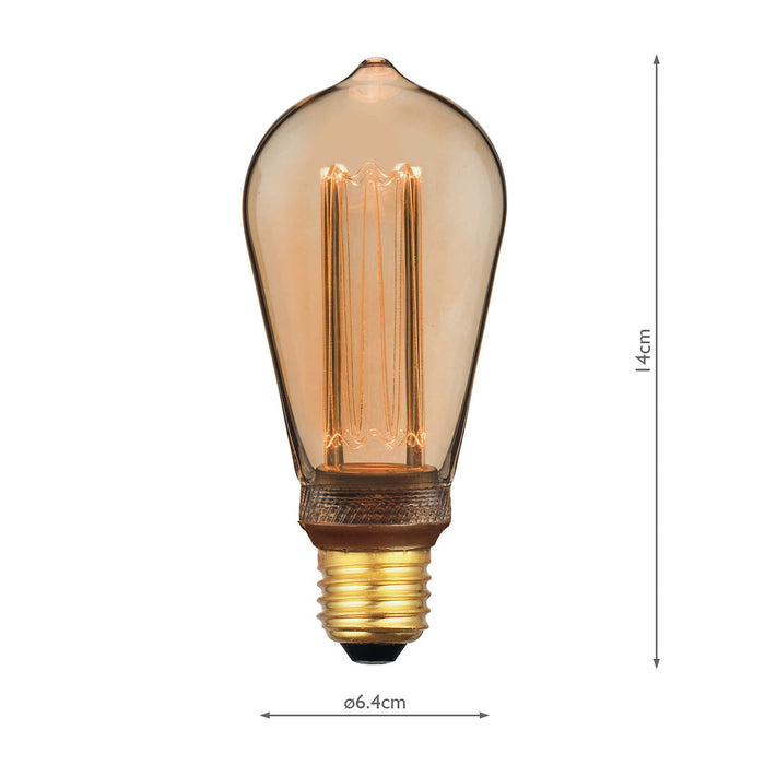 Dar Lighting BUL-E27-LEDV-9 Rustic Vintage Micro Filament LED 3.5w 120 Lumens Dimmable Gold (Pack Of 5)