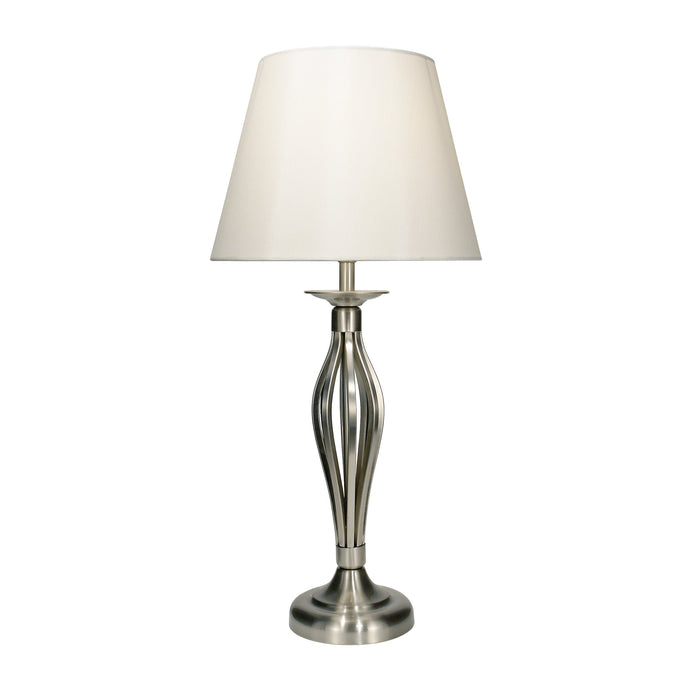 Dar Lighting Bybliss Table Lamp Satin Chrome With Shade • BYB4046