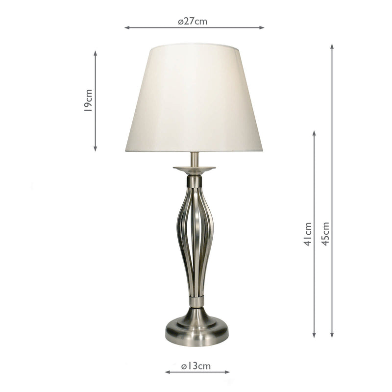 Dar Lighting Bybliss Table Lamp Satin Chrome With Shade • BYB4046