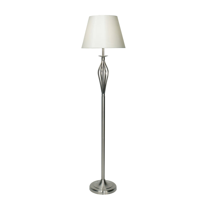 Dar Lighting Bybliss Floor Lamp Satin Chrome With Shade • BYB4946