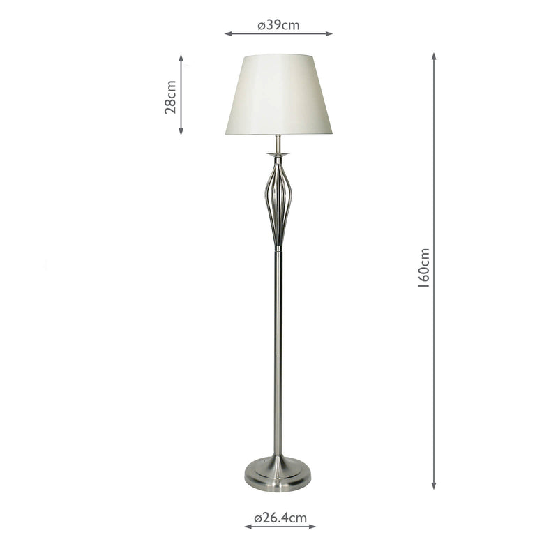 Dar Lighting Bybliss Floor Lamp Satin Chrome With Shade • BYB4946