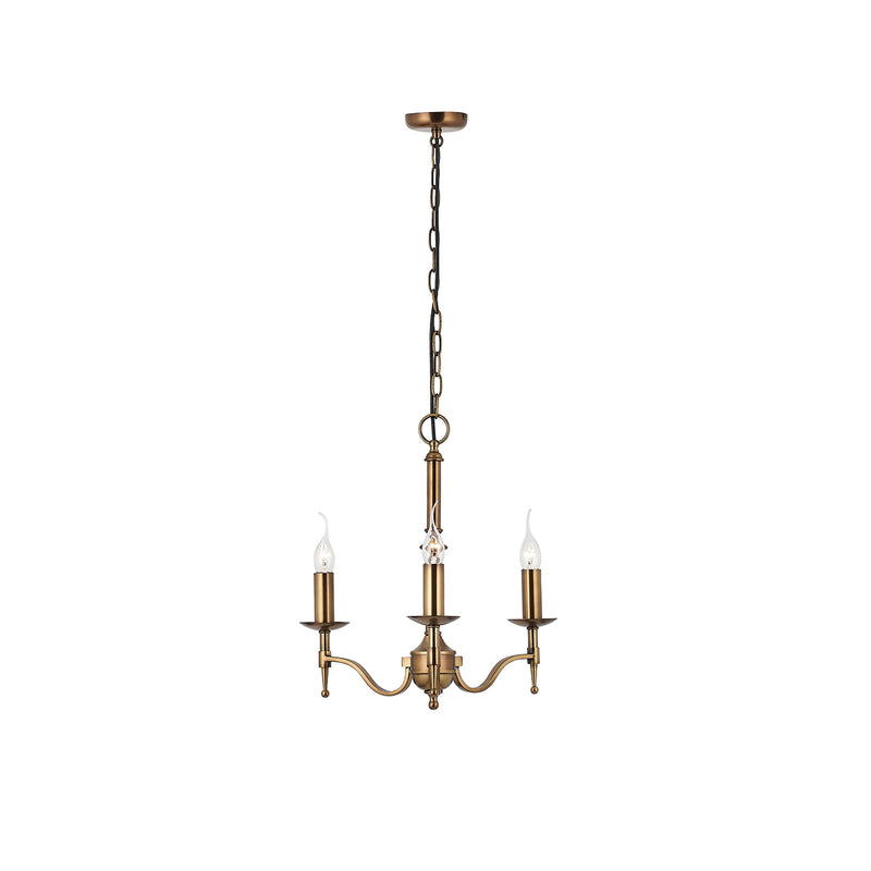 Interiors 1900	CA1P3B Stanford Antique Brass 3 Light Chandelier