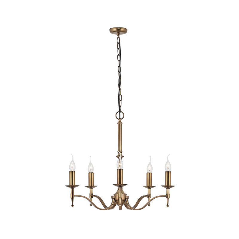 Interiors 1900	CA1P5B Stanford Antique Brass 5 Light Chandelier