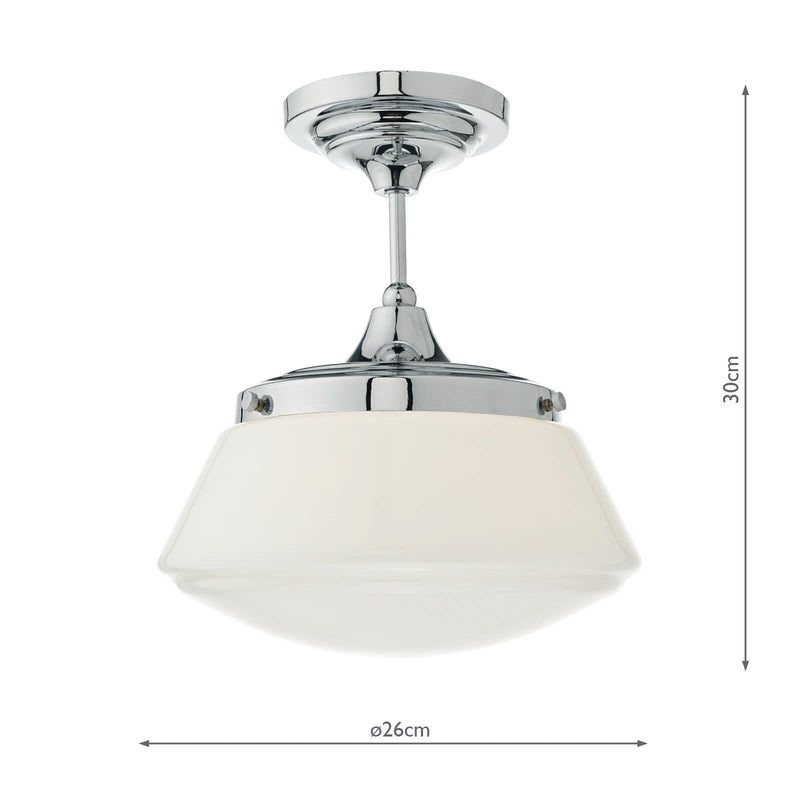 Dar Lighting Caden Bathroom Semi Flush Polished Chrome Opal Glass IP44 • CAD0150