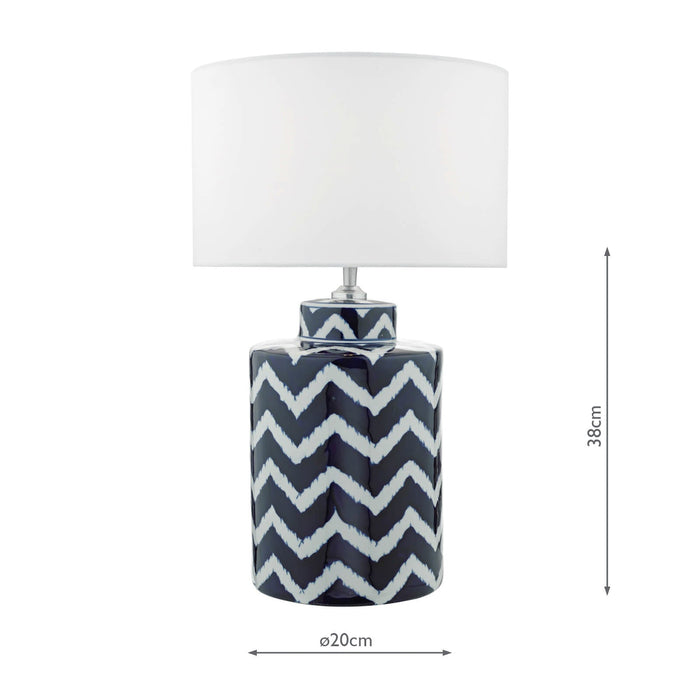 Dar Lighting Caelan Table Lamp Blue & White Base Only • CAE4223