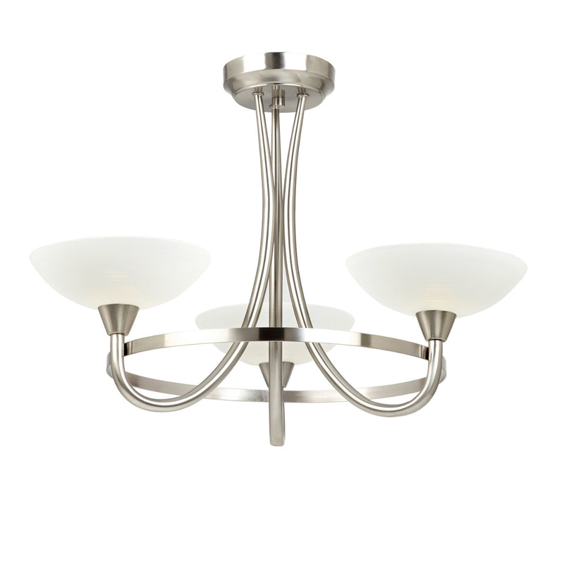 Endon Lighting CAGNEY-3SC Cagney 3 Light Satin Chrome Semi-Flush Ceiling Light