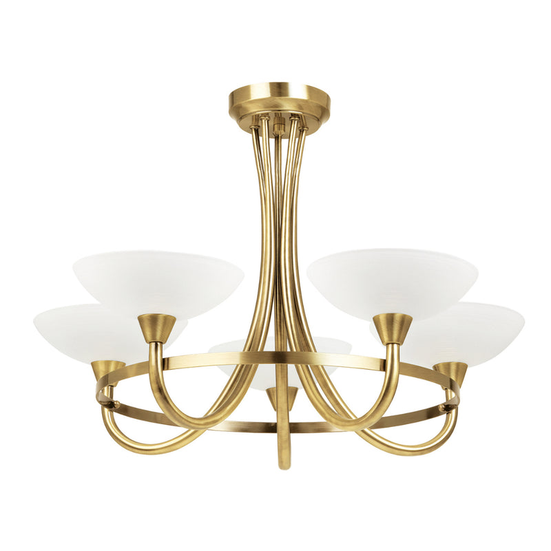 Endon Lighting CAGNEY-5AB Cagney 5 Light Antique Brass Semi-Flush Ceiling Light